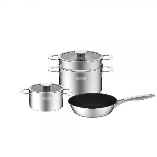 Bộ nồi Inox liền khối Elmich Hera EL-8137IN size 18, nồi hấp 22, chảo 26cm Bộ nồi Inox liền khối Elmich Hera EL-8137IN size 18, nồi hấp 22, chảo 26cm