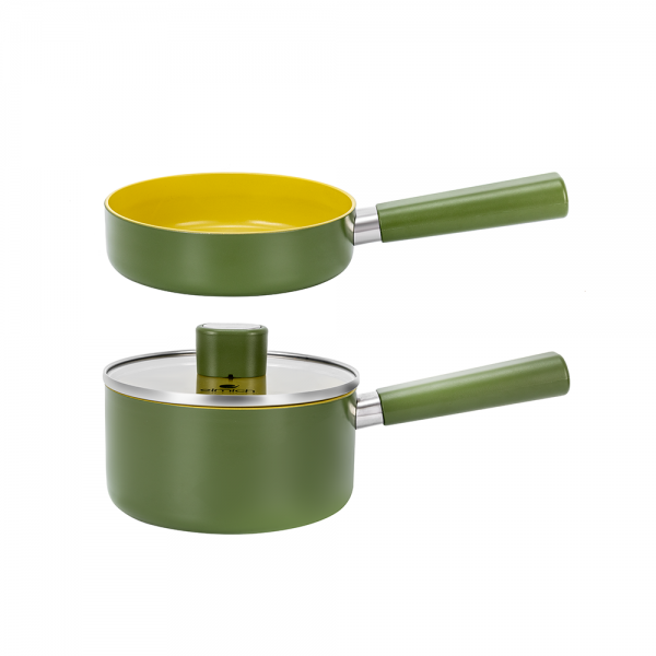 Bộ nồi chảo phủ sứ an toàn Elmich Olive Baby full induction El-5234OV size 16cm Bộ nồi chảo phủ sứ an toàn Elmich Olive Baby full induction El-5234OV size 16cm